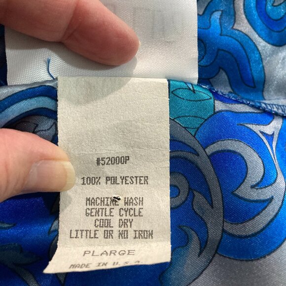 Mona Lisa Women’s Nightgown Robe Maxi Dress Made In USA Satin Paisley Blue PL - Picture 7 of 14